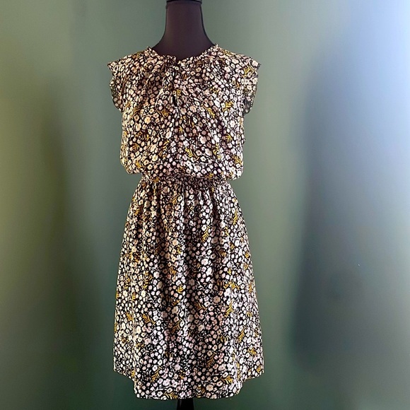 LOFT Dresses & Skirts - LOFT Black Floral dress with Yellow and White Accents
